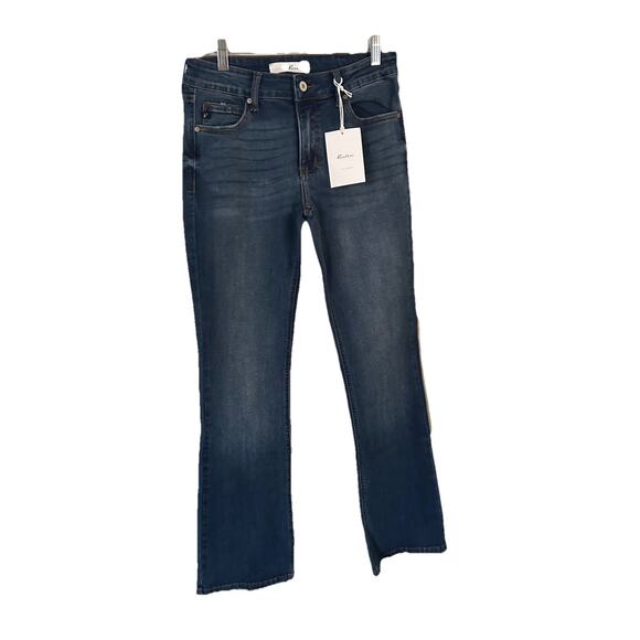 KanCan Wide Leg Jeans Dark Wash Mid Rise Stretch Blue Denim Womens 28 - Picture 1 of 5